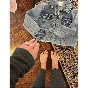 TGLA Cropped Denim Jacket Brand New Saks 5th Avenue Size L Woman’s Jean Jacket